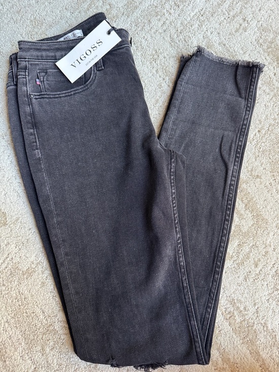Vigoss Denim - Vigoss Women's Marley Straight Charcoal Black High-Rise Skinny Jeans